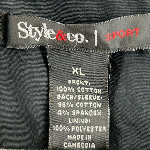 Style & Co Women’s Utility Jacket Size XL Black Mixed Media Lined Front - Picture 2 of 10